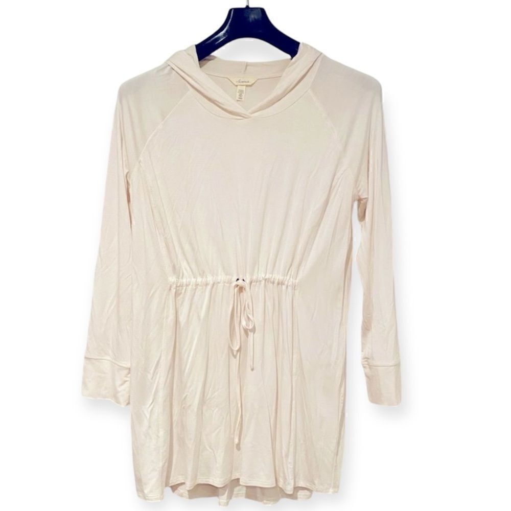Soma Soft Jersey Long Sleeve Hooded Drawstring Tunic Size Large
